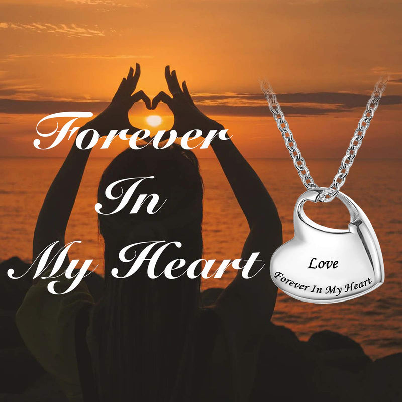 [Australia] - LuxglitterLin Heart Cremation Urn Necklace for Ashes Urn Locket Keepsake Memorial Pendant Jewelry Carved Forever in My Heart Dad 