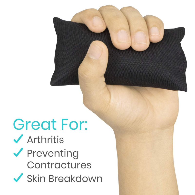 [Australia] - Vive Palm Grip Protector (3 Pack) - Hand and Finger Contracture Cushions - for Arthritis, Skin Breakdown, Exercise Strength - Comfortable Elastic Band Sized for Men and Women - Stroke Patient Rehab Black 