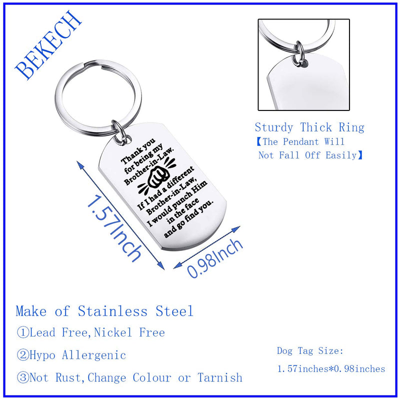 [Australia] - BEKECH Brother-in-Law Gifts Brother Keychain Thank You for Being My Brother-in-Law Keychain Wedding Gift Jewelry Brother of The Bride Gift from Sister-in-Law silver 