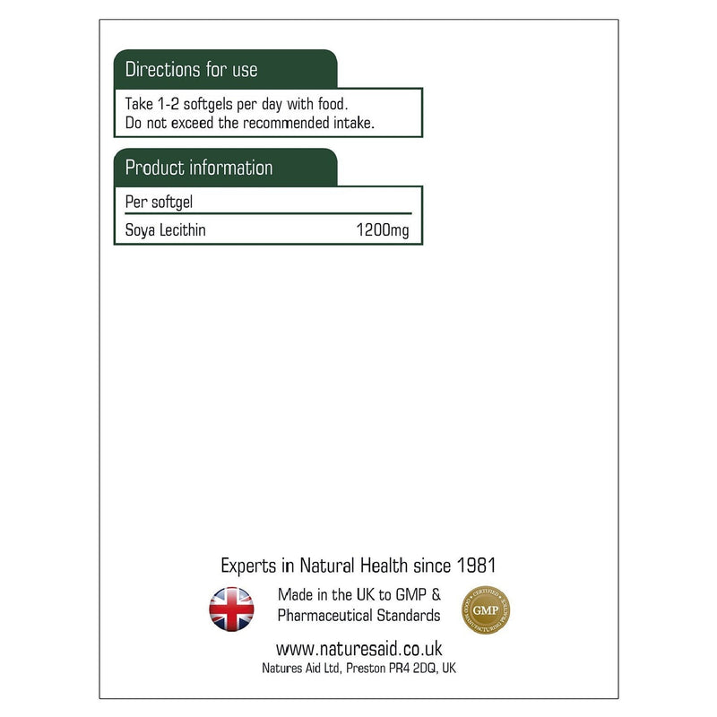 [Australia] - Natures Aid Lecithin, 1200 mg, 90 Softgels (Produced from Naturally Sourced, Non-GM Soya Beans, Source of Phospholipids, Made in the UK) 