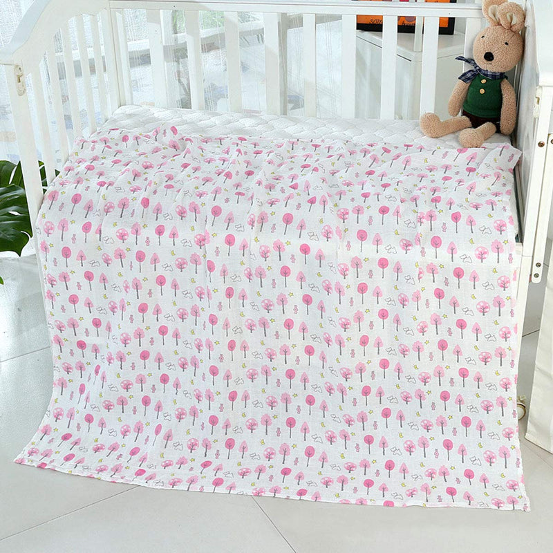 [Australia] - BuxiuGK Baby Muslin Cloths Soft Bamboo Cotton Baby Swaddle Blanket Muslin Squares for Baby Girl or Boy,120cm X 110cm/47"x43",Pink tree Pink Tree 