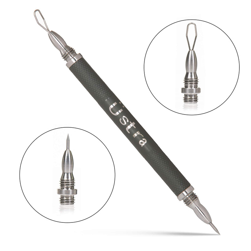 [Australia] - Professional Travel 2-in-1 Blackhead Remover and Comedone Extractor Tool with Pimple Lancet for Blemish and Acne Control, Surgical Steel, Safe on Nose, Face, Chin and Body 