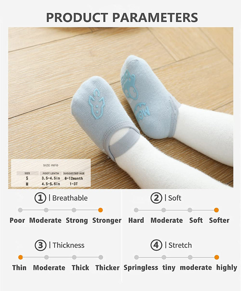 [Australia] - Baby Non Slip Floor Slipper Socks with Elastic band for Boys Newborn Infants Toddlers Kids Blue 6-12 Months 