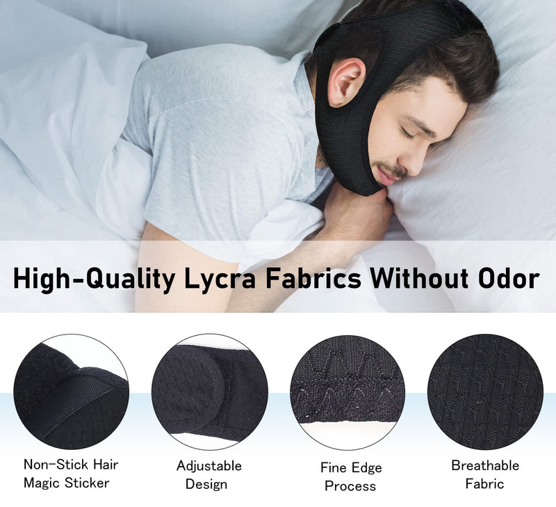 [Australia] - Chin Strap for Cpap Users Anti Snoring Devices - Forzacx Breathable Cpap Chin Strap Snoring Solution, Effectively Reduce Snoring, Non-Stick Hair, Don't Fade - Black 