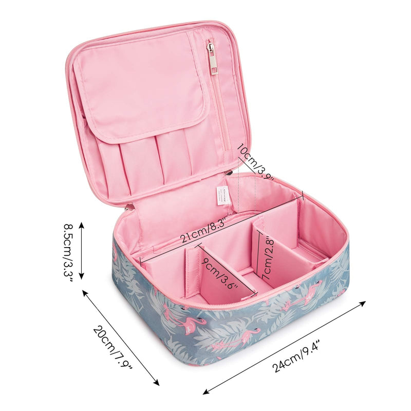[Australia] - Travel Makeup Bag Large Cosmetic Bag Makeup Case Organizer for Women and Girls (Flamingo) A-Flamingo 