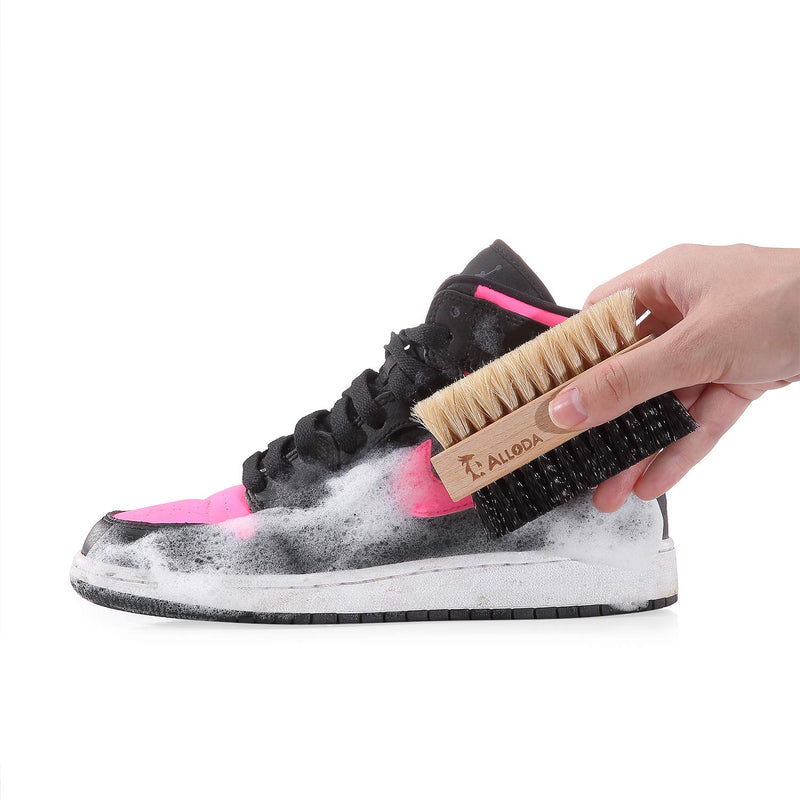 [Australia] - Shoe Cleaning Brush/Scrub Brush by Alloda - [Upgrade] Protect Double Sided Soft & Hard Sneaker Cleaner Brush by 100% Boar & Nylon bristle 