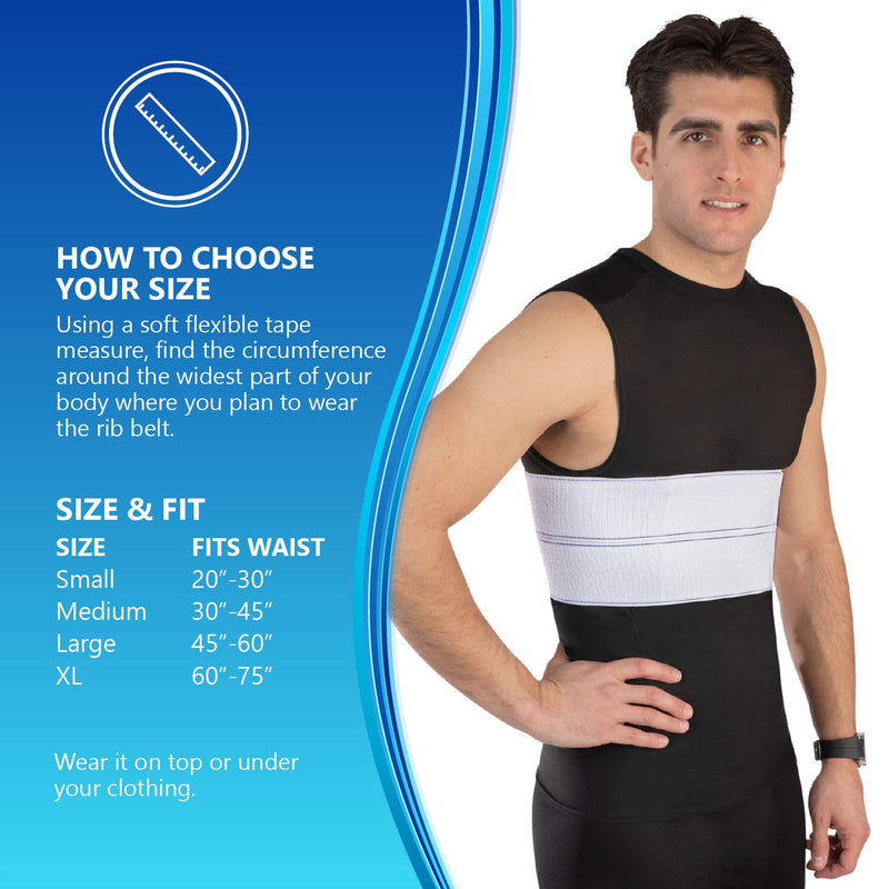 [Australia] - NYOrtho Elastic Rib Support Belt - Torso Compression Rib Brace Treatment Wrap for Natural Healing (Male - Fits 30"-45" Chest) 30-45 Inch (Pack of 1) Male 