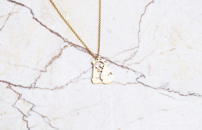 [Australia] - La Menagerie Panda Gold Origami Jewelry & Gold Geometric Necklace – 18 Karat Plated Gold Necklace & Panda Necklaces for Women – Panda Necklace for Girls & Origami Necklace 