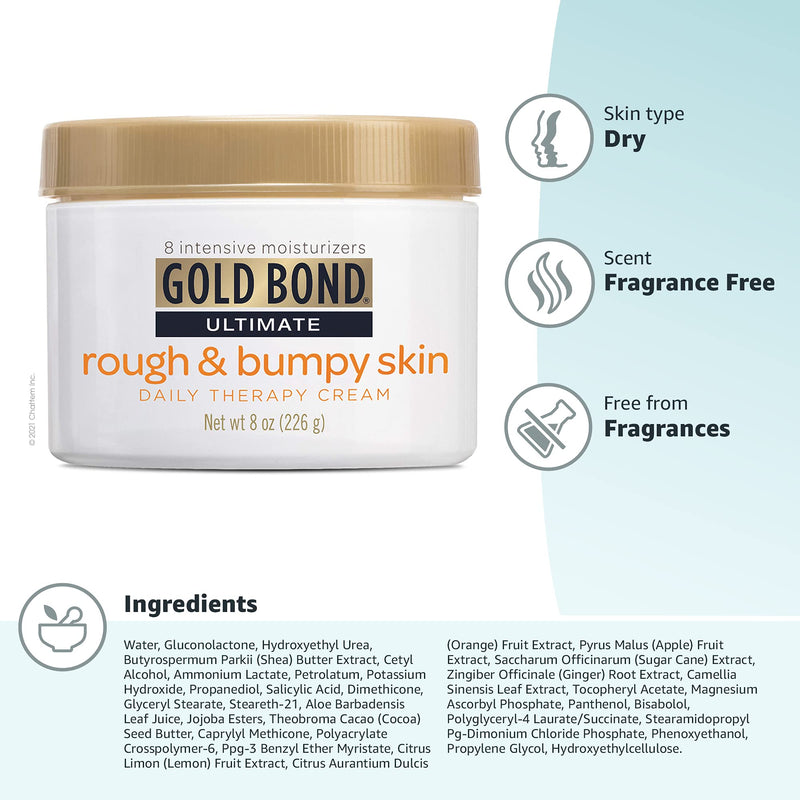 [Australia] - Gold Bond Ultimate Rough & Bumpy Daily Skin Therapy, 8 Ounce, Helps Exfoliate and Moisturize to Smooth, Soften, and Reduce The Appearance and Feel of Bumps and Rough Skin Patches (Packaging May Vary) 8 Ounce (Pack of 1) 