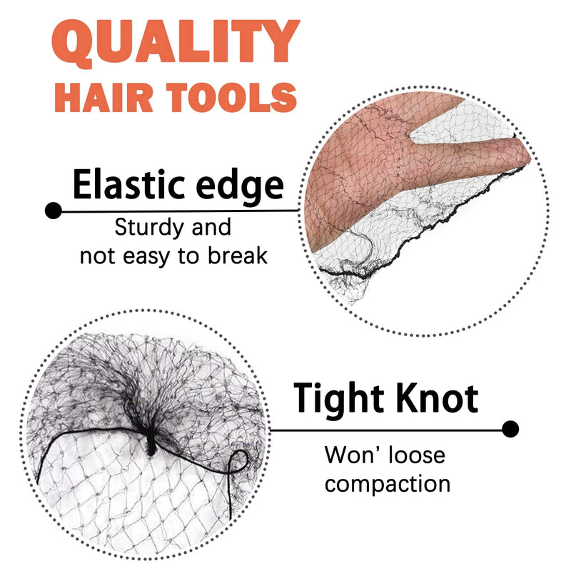 [Australia] - Bun Nets, Invisible Hair Bun Nets 50Pcs Black Bun Nets for Ballet Child Edge Mesh Hair Bun Accessories with 50Pcs Bobby Bun Pins for Dancers Catering Women Child Ballet (Storage Box) Black (50Pcs) 