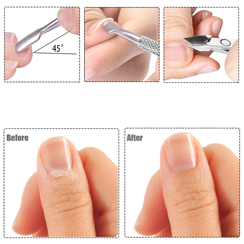 [Australia] - Cuticle Trimmer with Cuticle Pusher - Cuticle Remover Cuticle Nipper Professional Stainless Steel Cuticle Cutter Clipper Durable Pedicure Manicure Tools for Fingernails and Toenails (Silver) 