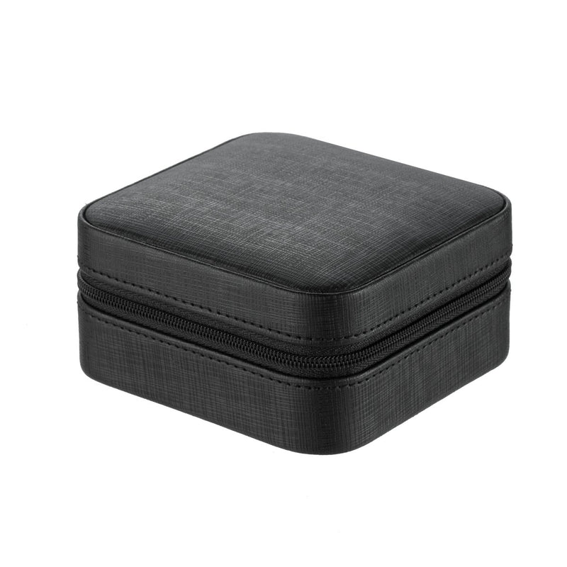 [Australia] - Vlando Small Faux Leather Travel Jewelry Box Organizer Display Storage Case for Rings Earrings Necklace (Black) Black 