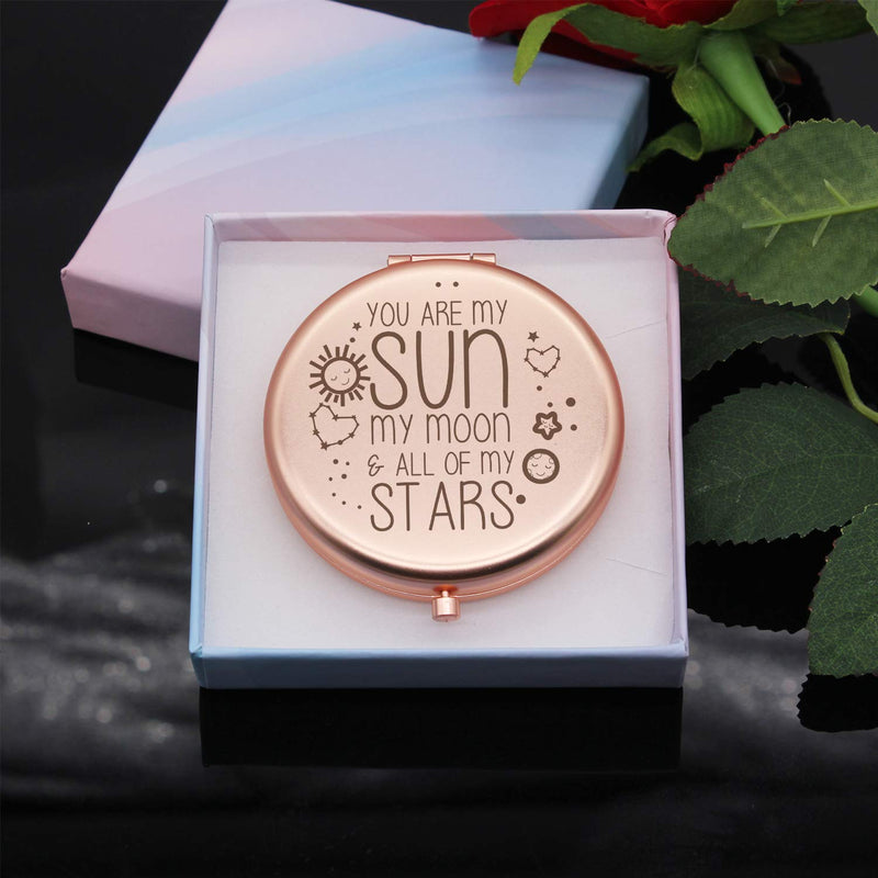 [Australia] - Muminglong lovely Frosted Compact Mirror with Saying for Sister Friends Girls Daughter,Graduation Present for Her-You are my sun (Rose Gold) Rose Gold 