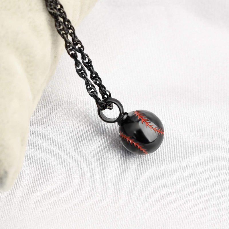 [Australia] - abooxiu Baseball Urn Necklace for Ash Stainless Steel Cremation Jewelry Memorial Pendant Keepsake Human Ashes Holder Women Men Black 