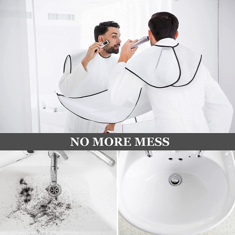 [Australia] - Shaving Bib Beard Bib Apron Beard Shaping Tool Beard Hair Clippings Catcher Trimming Accessories with Suction Cups Hair Nylon Beard Trimming Perfect Grooming Gift for Men Father Husband 