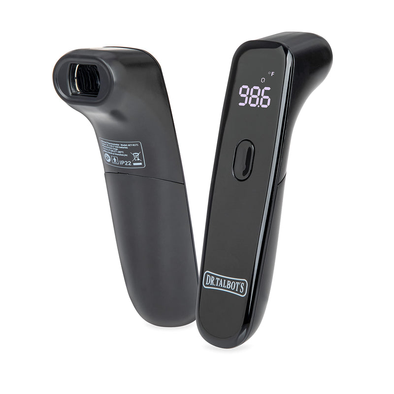 [Australia] - Dr. Talbot's Non-Contact Acrylic Infrared Thermometer with Led Screen, Fever Warning Indicator, Accurate 1 S Reading for Baby, Kids, Adults, Black 