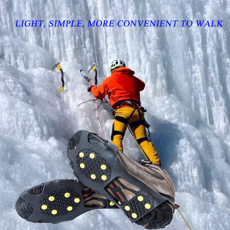 [Australia] - HoFire Ice Cleats, Ice Grips Traction Cleats Grippers Non-Slip Over Shoe/Boot Rubber Spikes Crampons Anti Easy Slip 10 Steel Studs Crampons Slip-on Stretch Footwear Various Styles are Available 10-Sds-Black Medium 