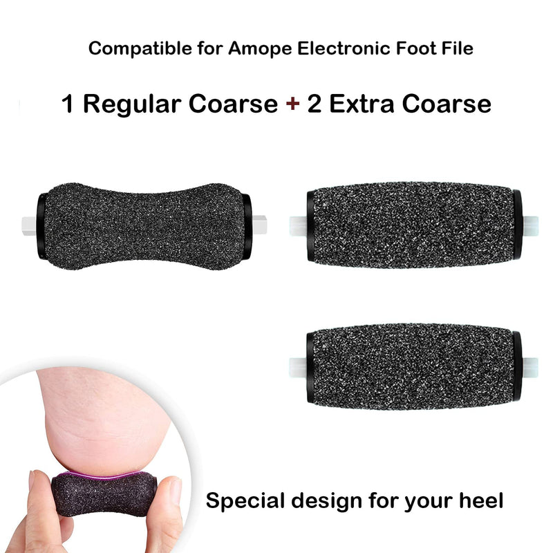 [Australia] - Mayting Replacement Rollers for Amope Pedi Perfect, Refills Roller for Foot File, 2 Extra Coarse&1 Regular Coarse 3 Count (Pack of 1) 