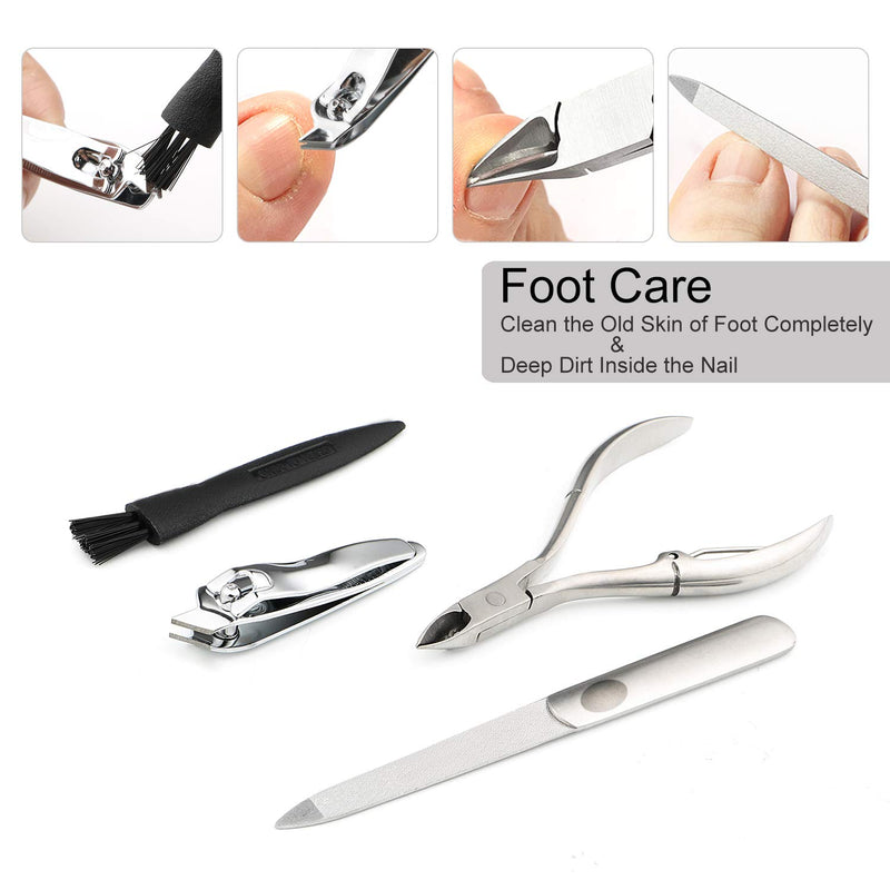 [Australia] - Lefree Manicure Pedicure Set, Stainless Steel Manicure Tools, Nail Grooming Kit for Women and Men with Portable Case(Black) 