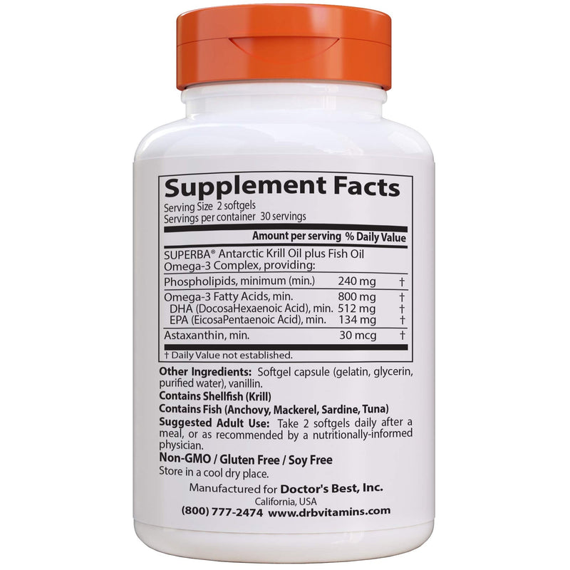 [Australia] - Doctor's Best Enhanced Superba Krill Plus with Omega 3s, 60 Count 