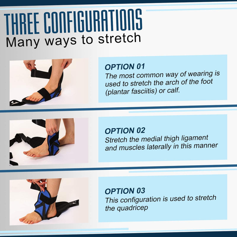 [Australia] - Foot and Calf Stretcher for Plantar Fasciitis, Achilles Tendonitis, Heel Spurs, Drop Foot. Yoga Stretching Strap for Leg, Thigh and Hamstring (Blue) Blue 