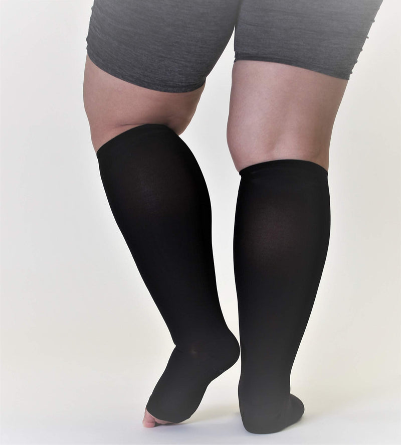[Australia] - 4XL Mojo Compression Socks 20-30mmHg for Extra XX-Wide Ankle Calf Opaque Graduated Bariatric Support Stockings - Lymphedema Plus Size XXXX-L Black Closed Toe AB201BL7 4X-Large 