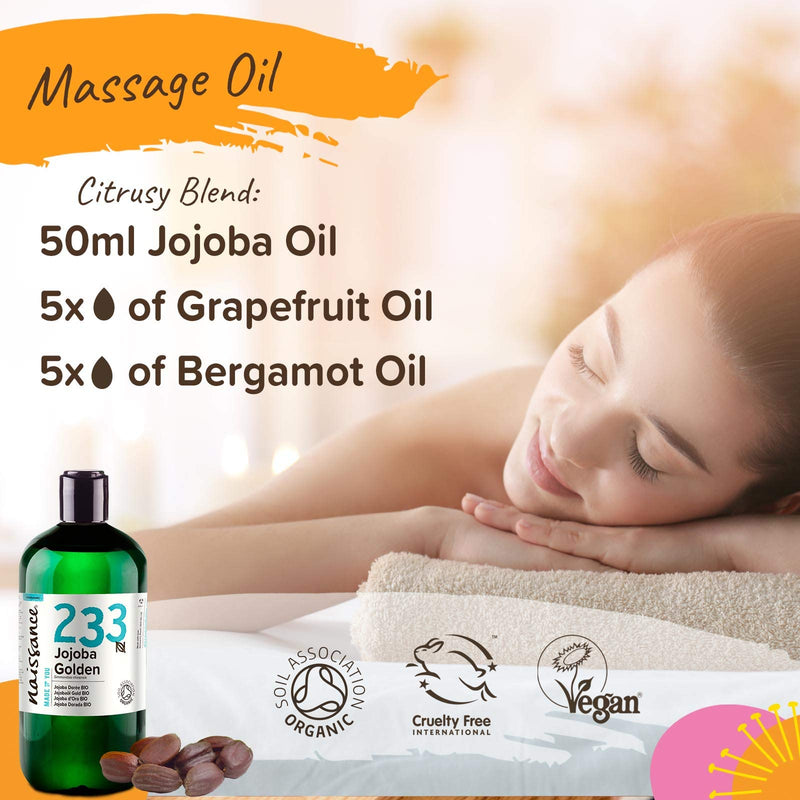[Australia] - Naissance Organic Golden Jojoba Oil 500ml - Pure and Natural, Certified Organic, Unrefined, Vegan, Hexane Free, No GMO - Ideal for Aromatherapy and as a Massage Base Oil 