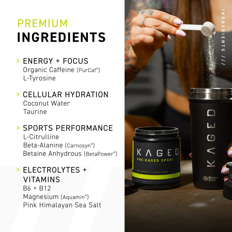 [Australia] - Pre Workout Powder; Kaged Muscle Pre-Kaged Sport Pre Workout for Men and Women, Increase Energy, Focus, Hydration, and Endurance, Organic Caffeine, Plant Based Citrulline, Glacier Grape Mango Lime 