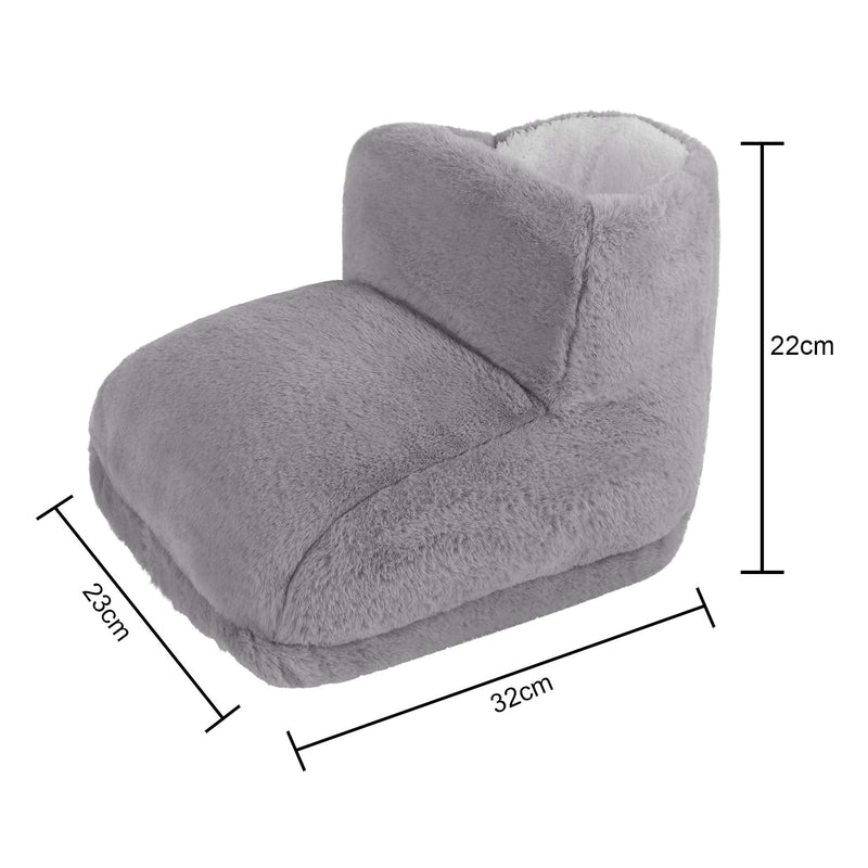 [Australia] - Furry USB Electric Heated Foot Warmers Winter Home Office Thick Plush Foot Heater Thermal Heating Pad Cushion Heat Therapy Feet Warmer Boots Shoes for Men Women Grey 