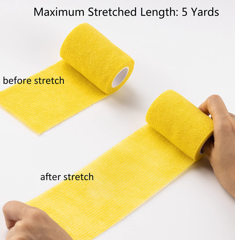 [Australia] - 16 Pack 3 inch Self Adhesive Bandage Wrap, Self Adherent Cohesive Bandage for Humans, Vet Wrap for Pets Animals (Yellow) Yellow 
