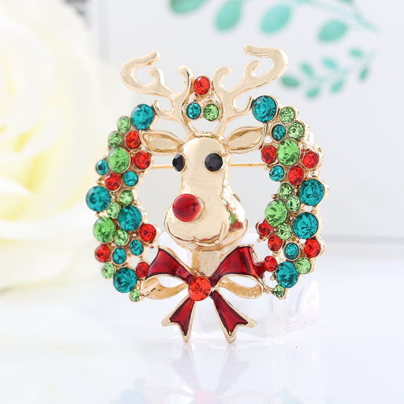 [Australia] - Isaloe Holiday Christmas Tree Cany Cane Snowflake Apple Deer Brooch Pin Xmas Gift 