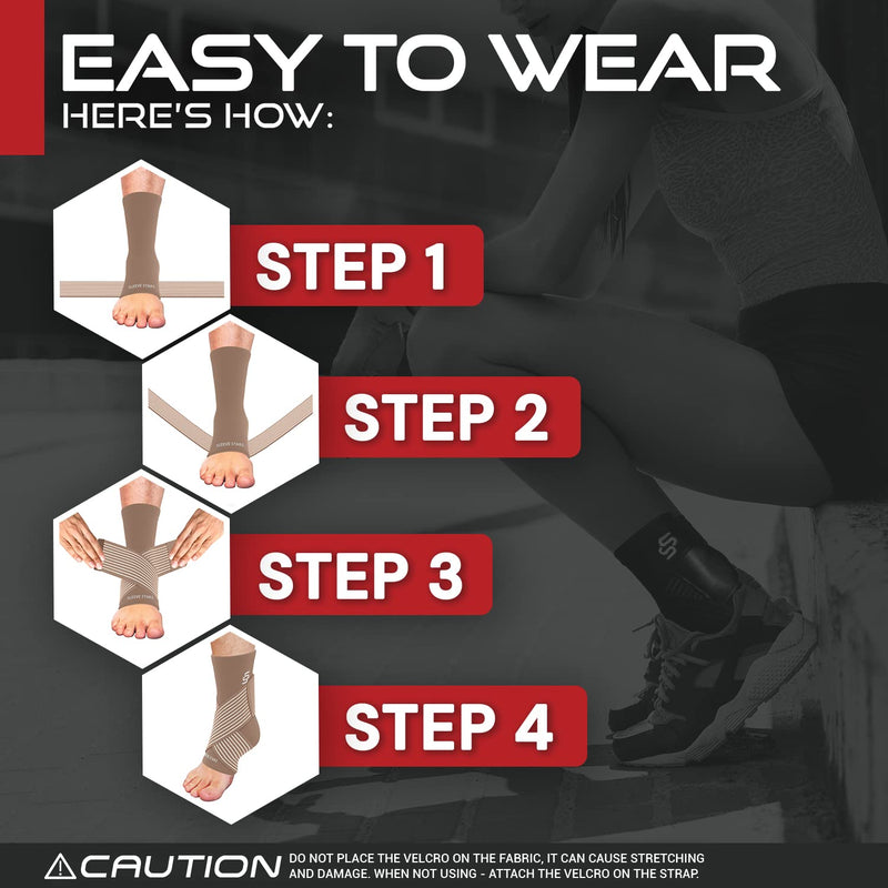 [Australia] - Sleeve Stars Ankle Brace Achilles Tendonitis Support, Foot & Plantar Fasciitis Support Strap, Heel & Tendon Bandage Pain Relief, Ankle Tape & Compression Wrap Sleeve for Men & Women 1 Beige 