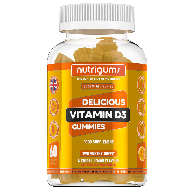 [Australia] - Vitamin D3 | 60 Lemon Flavour Gummies | Two Month Supply | 1000iu High Strength for Immune, Bones & Muscle Support | Suitable for 12+ Years by NUTRIGUMS� 