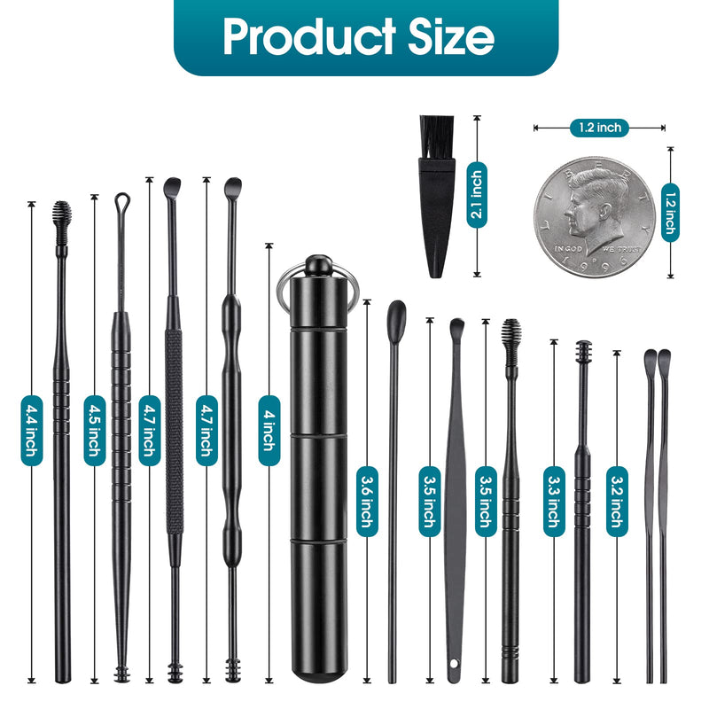 [Australia] - 11 Pcs Ear Wax Removal, Ear Cleaner Ear Wax Removal Tool, Ear Cleaning Kit Earwax Removal Kit Stainless Steel Ear Pick Set with Cleaning Brush and Storage Box 11 Pcs Ear Wax Removal Tool 