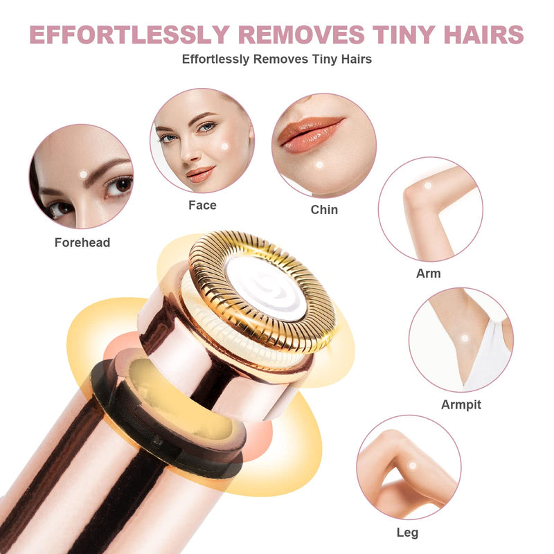 [Australia] - URAQT Facial Hair Remover for Women, Painless Face Hair Trimmer, Rechargeable Mini Epilator Lady Shaver Portable Electric Razor for Lips Face Body Peach Fuzz 