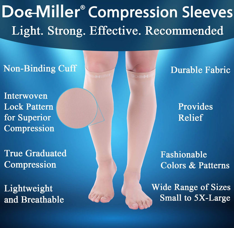 [Australia] - Doc Miller Calf Compression Sleeve Men - 30-40 mmHg, Medical Grade Calf Sleeves for Men and Women Supports Shin Splints, and Varicose Veins Recovery - 1 Pair Small Size - Beige Calf Sleeve 