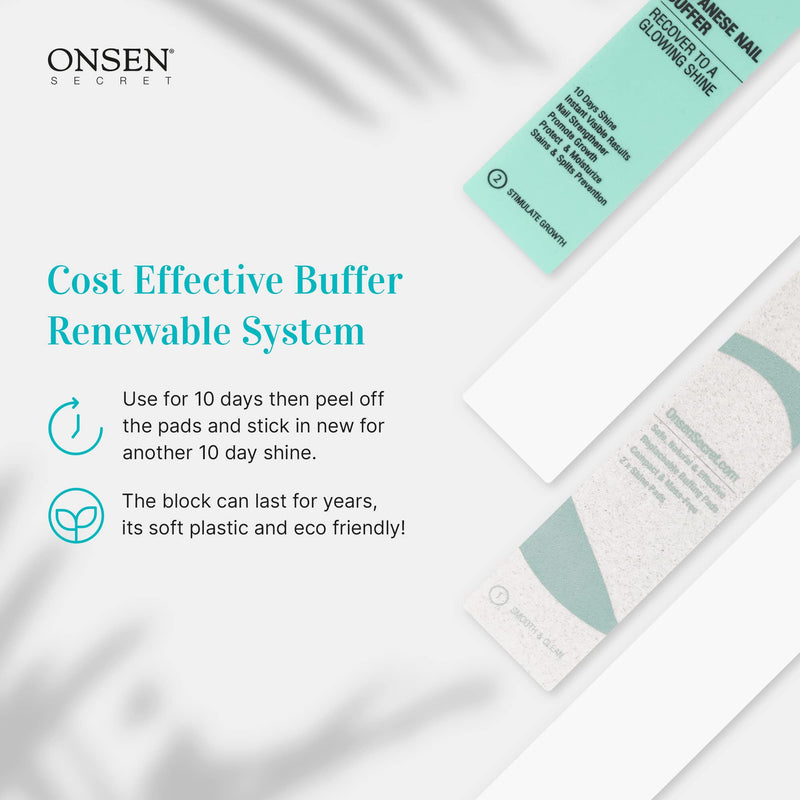 [Australia] - Onsen Secret Professional Nail Buffer, Ultimate Shine Nail Buffing Block w/ 3 Way Buffing Methods (Pack of 3) Japanese Nail Buffer 3 Pack 