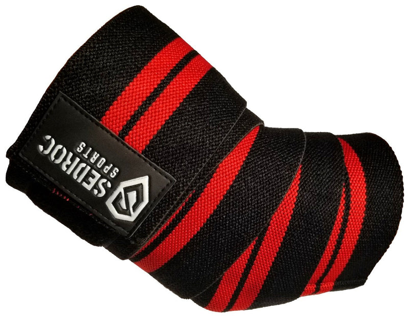 [Australia] - Sedroc Sports Weight Lifting Elbow Wraps Powerlifting Support Sleeves Straps - Pair Red 