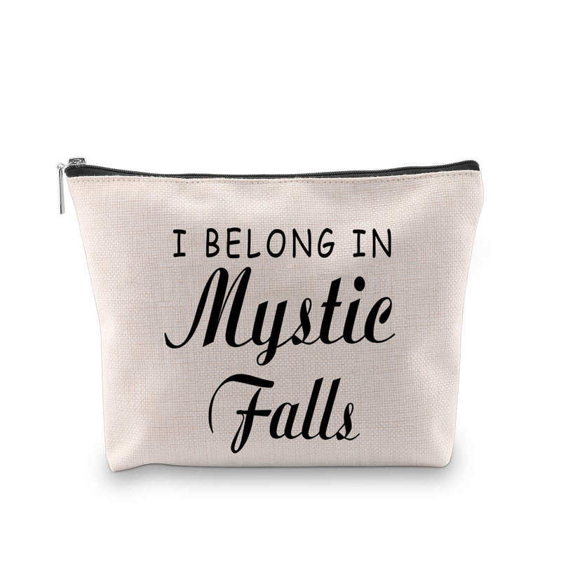 [Australia] - JXGZSO The Vampire Diaries Inspired Gift Vampire Diaries Fans Present I Belong In Mystic Falls Makeup Bag (Mystic Falls white) Mystic Falls white 