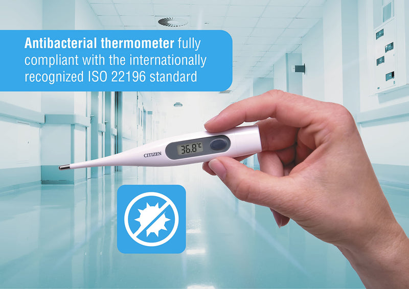 [Australia] - Citizen CTA303 Digital Thermometer, Water Resistant, Antibacterial casing with Fever Alarm. Accurate and Fast Readings for Adults and Children., White 