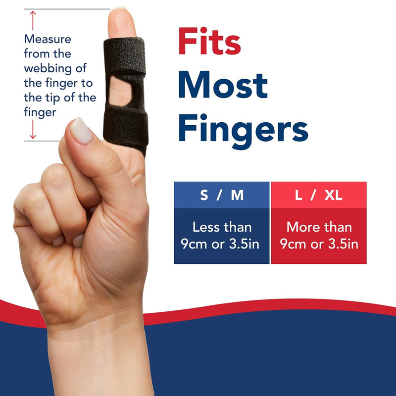 [Australia] - Doctor Developed Finger Splint & Handbook - Trigger Finger, Arthritis, RSI - Fits Ring, Index, Pinky & Middle - 2 sizes (Black, S/M, Single) Black 1 