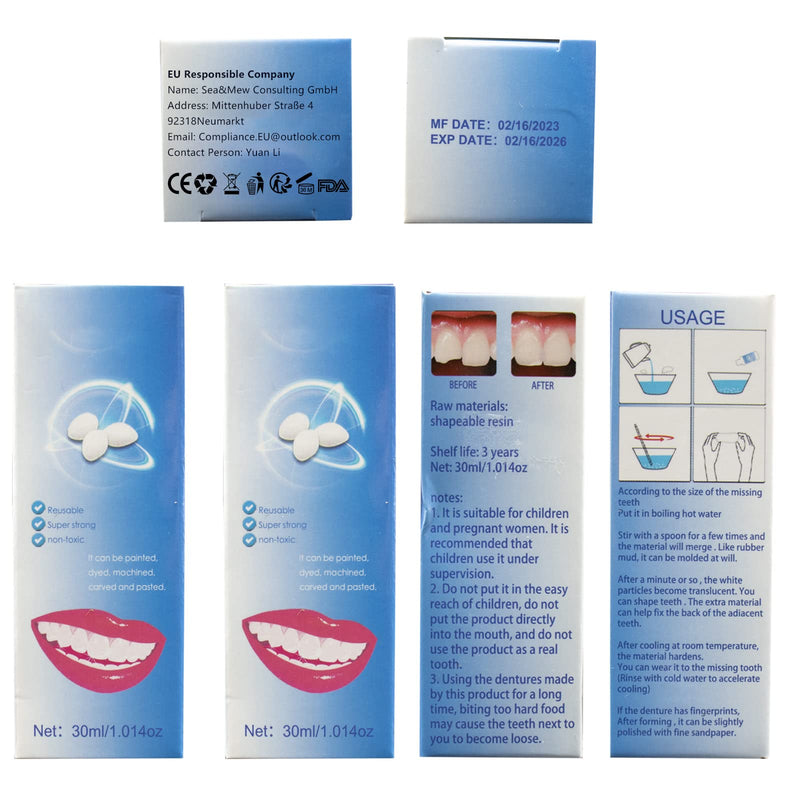 [Australia] - Moldable False Teeth Tooth Repair Granules, Teeth Repair Kit, DIY Temporary Tooth Repair Beads, for Temporary Fixing The Missing and Broken Tooth Replacements, 30ml (BLUE) 