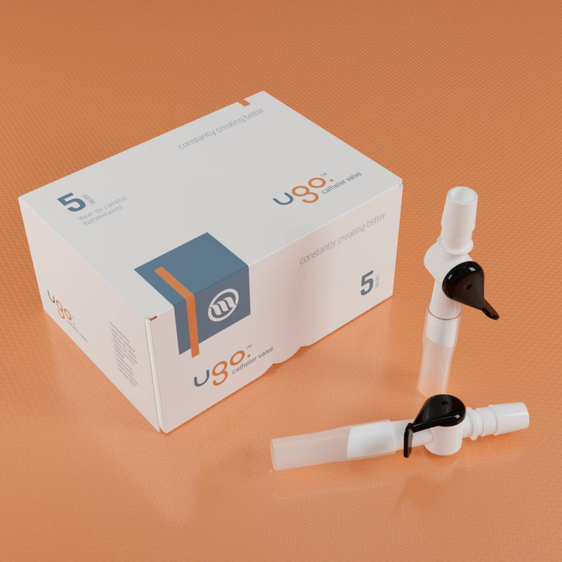 [Australia] - Ugo Catheter Valve - Urine Drainage Catheter Valves, Comfortable Easy to Use Lever Tap with Smooth Edges and Soft Silicone Tubing - an Effective Alternative to Leg Bags (Pack of 5) 