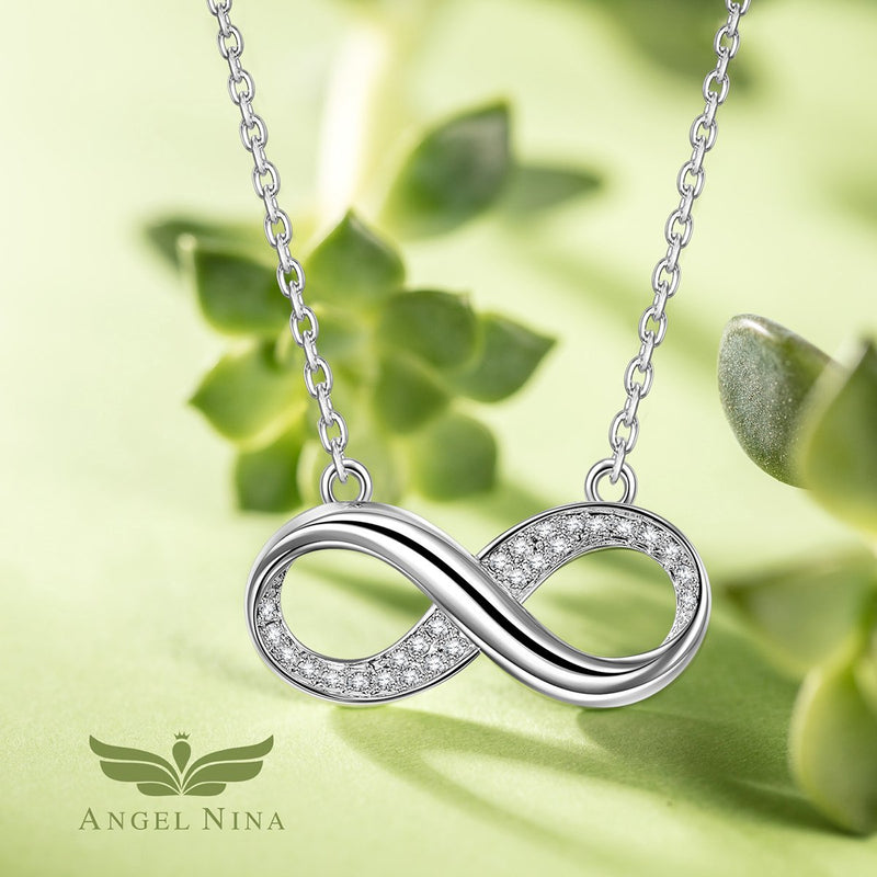 [Australia] - ANGEL NINA Gifts for Women Infinity Love 925 Sterling Silver Pendant Necklace Hypoallergenic Jewelry with Cubic Zirconia Gifts for Christmas Valentines Birthday 925 Sterling Silver Infinity Necklace 