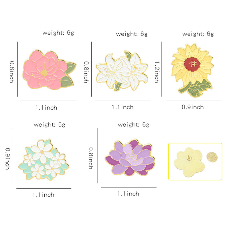 [Australia] - 5Pics Pin Sets with Flower Enamel Brooch Pins Cartoon Sunflower Lapel Pins Accessory for Backpacks Badges Hats Bags for Women Girls Kids Gift 