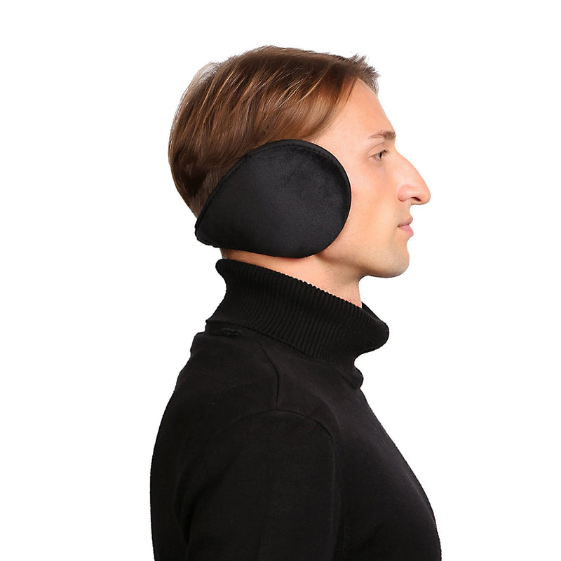 [Australia] - HIG Ear Warmer Unisex Classic Fleece Earmuffs Winter Accessory Outdoor Earmuffs Black 
