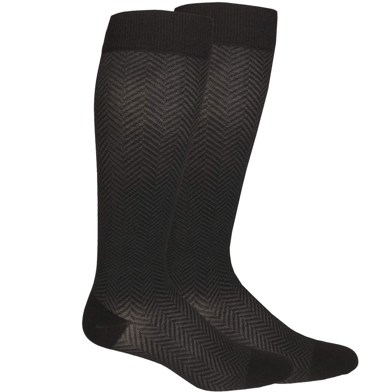 [Australia] - NuVein 15-20 mmHg Compression Socks for Women, Chevron Pattern Trouser Style, Knee High, Closed Toe, Black, Large 