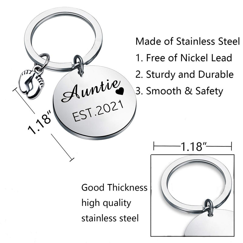 [Australia] - BNQL New Auntie Gifts Keychain Auntie EST.2021 Keychain Auntie Jewelry Gifts for New Auntie First Time Auntie Gifts 