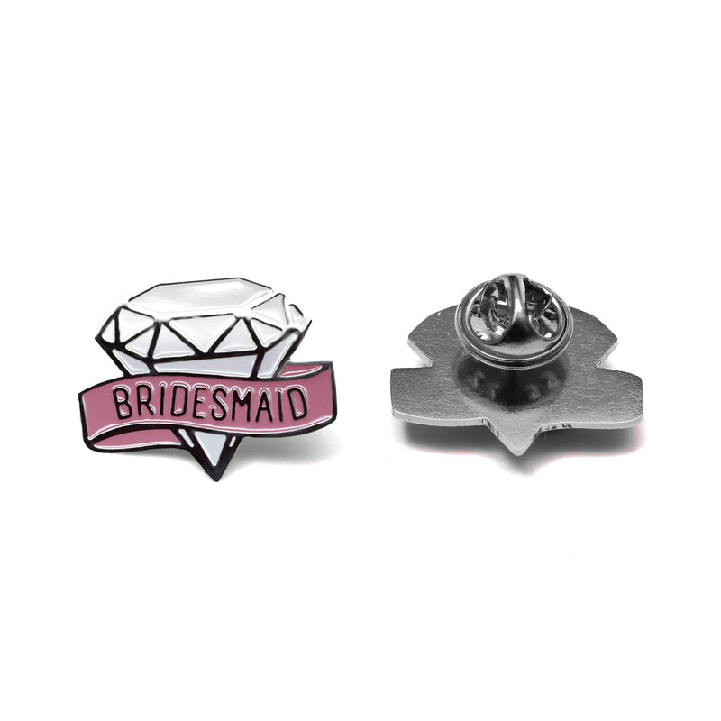 [Australia] - TOROS STORE Bridesmaid Gift Enamel Pins Diamond Shaped Silver "bridesmaid" set of 1 