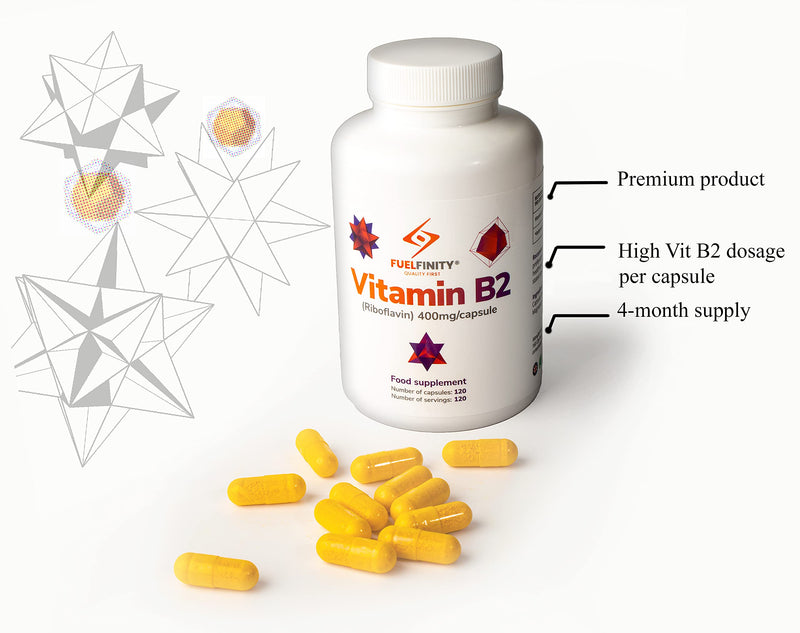 [Australia] - FuelFinity� - Premium Vitamin B2 Riboflavin 400mg per Capsule - 120 Days Supply - Highest Manufacturing Standards- no additives - Vegan 120 Count (Pack of 1) 